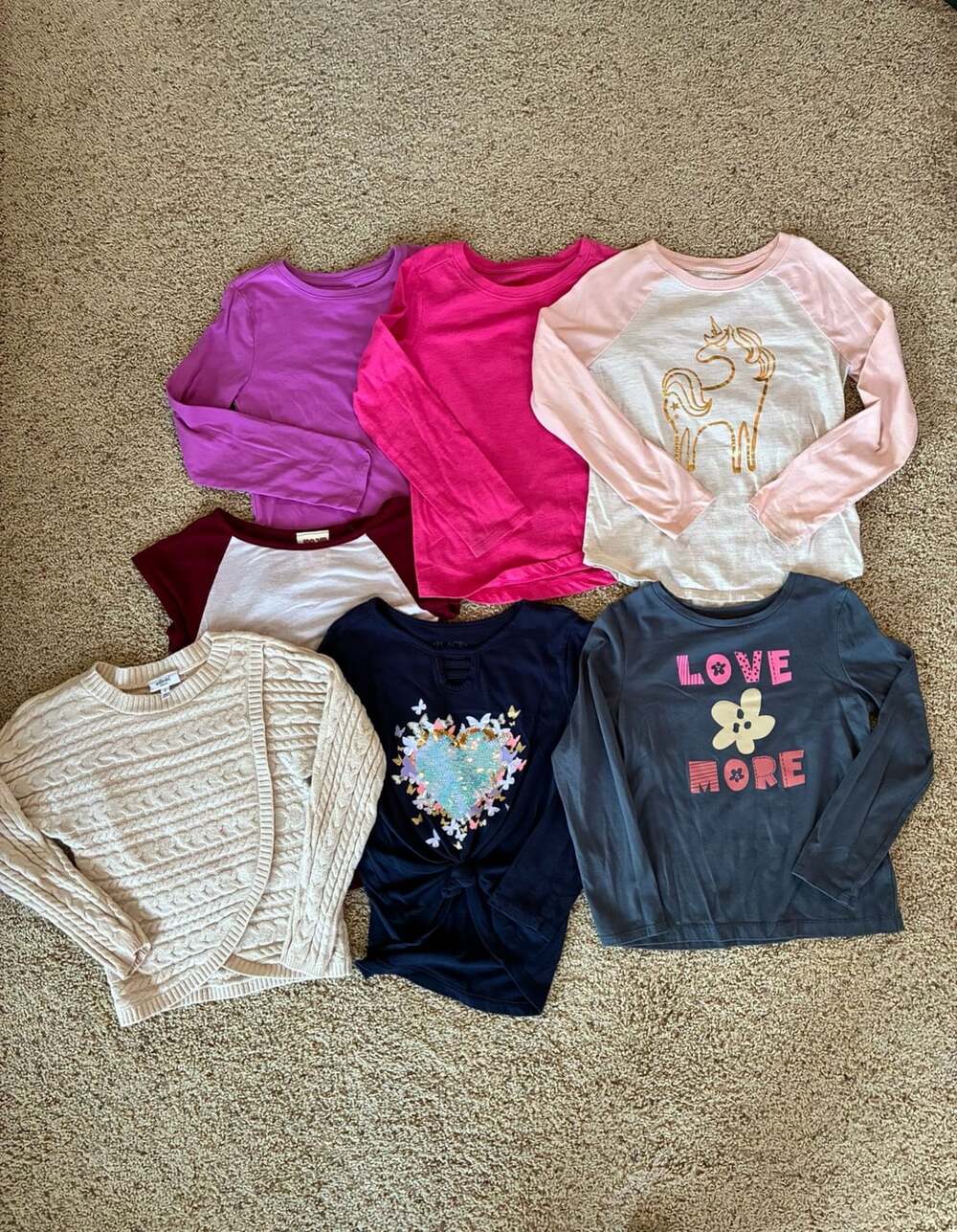 Girls Long Sleeve Shirts and Sweater Lot Size Small 6 Pieces